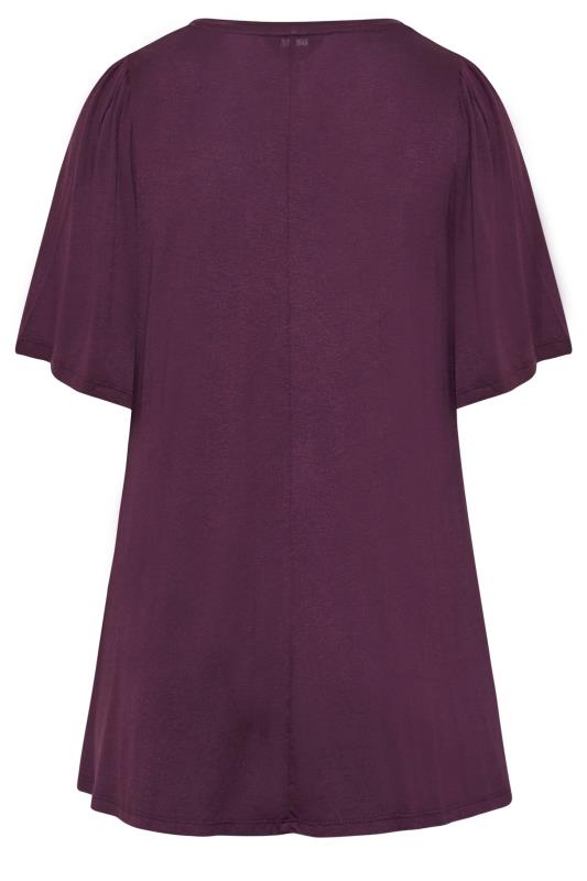 Plus Size Purple Pleat Angel Sleeve Swing Top | Yours Clothing 7