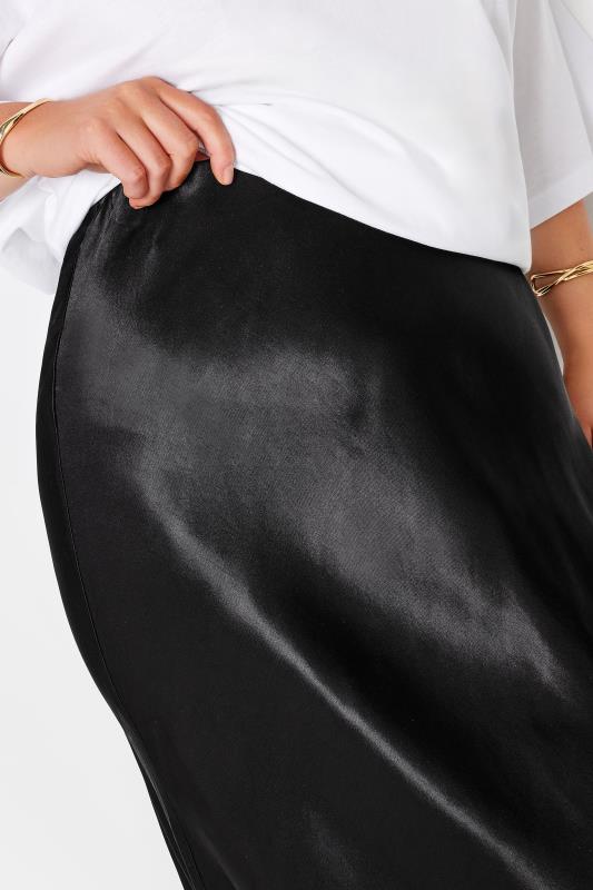 YOURS Plus Size Black Satin Maxi Skirt | Yours Clothing 5