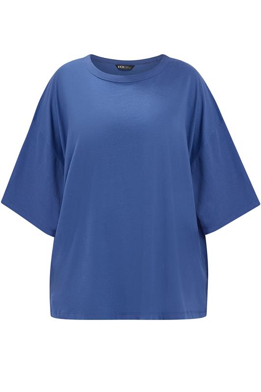 YOURS Plus Size Cobalt Blue Oversized Boxy T-Shirt | Yours Clothing 5