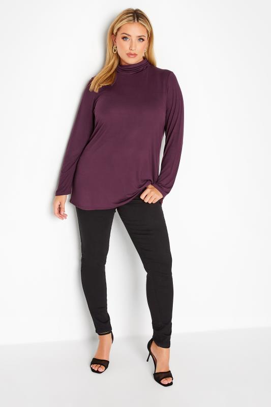 LIMITED COLLECTION Curve Berry Purple Turtle Neck Top 3