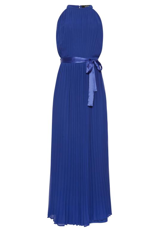 LTS Tall Womens Dark Blue Halterneck Pleated Maxi Dress | Long Tall Sally 5