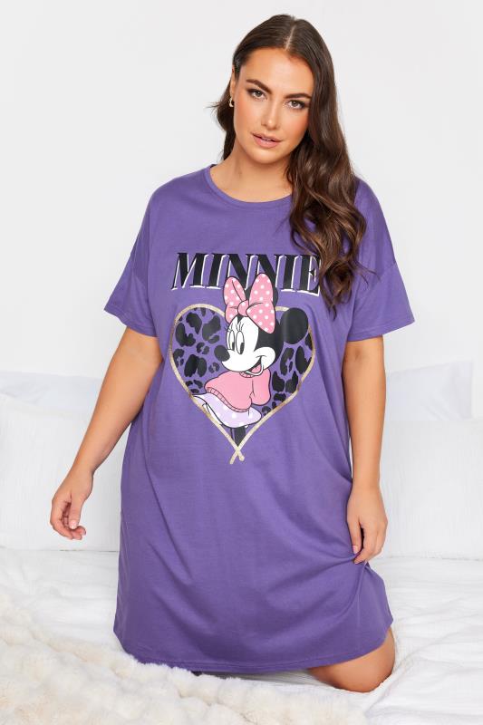 DISNEY Plus Size Purple Minnie Mouse Heart Sleep Tee Nightdress | Yours Clothing 2