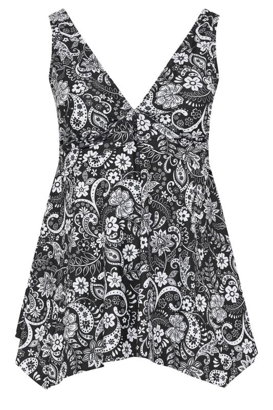 YOURS Plus Size Black Paisley Print Buckle Front Tankini Top | Yours Clothing 8