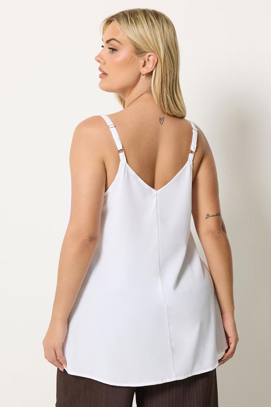 YOURS Plus Size White Lace Insert Cami Vest Top | Yours Clothing 2