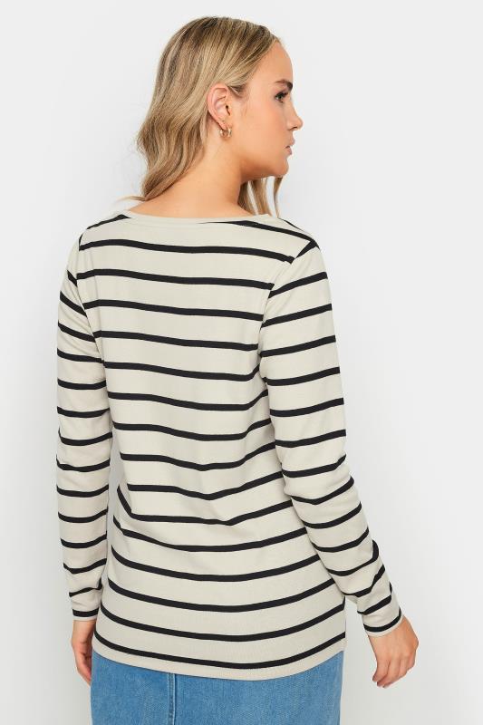 LTS Tall Womens Natural Brown & Black Stripe Long Sleeve Cotton T-Shirt | Long Tall Sally  3