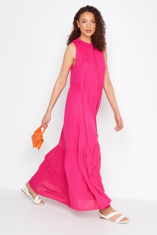 LTS Tall Bright Pink Tiered Maxi Dress 2