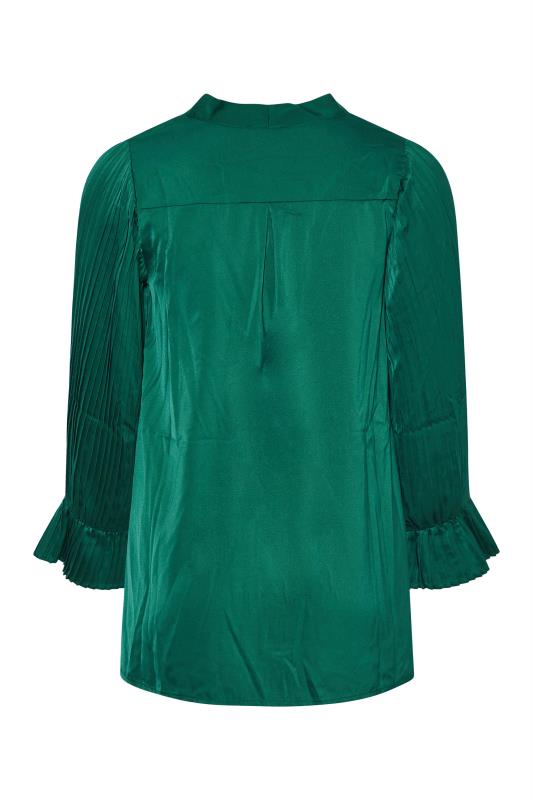YOURS LONDON Curve Emerald Green Satin Pleated Bow Blouse 8