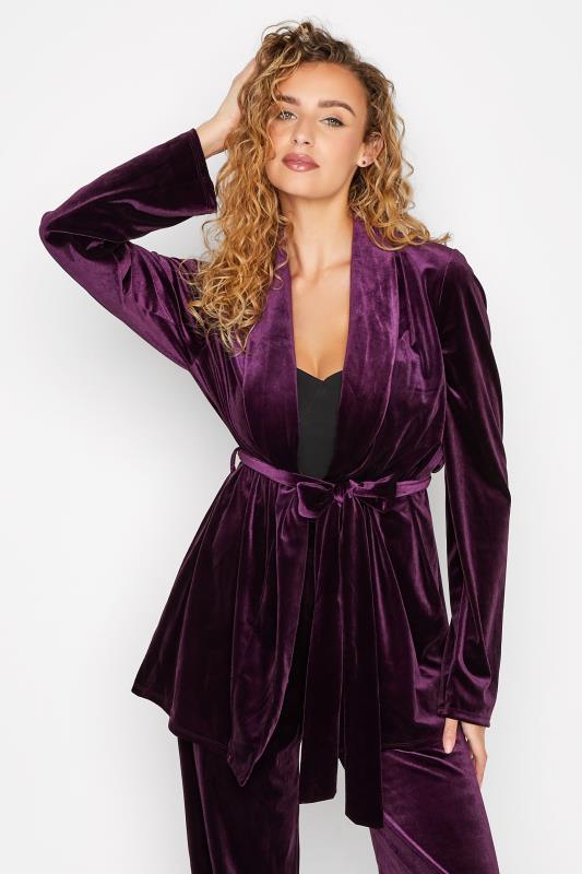 Tall  LTS Tall Purple Velvet Belted Blazer