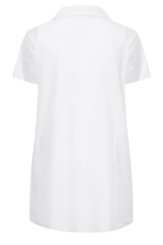 YOURS Plus Size White Ribbed Polo Top | Yours Clothing 7
