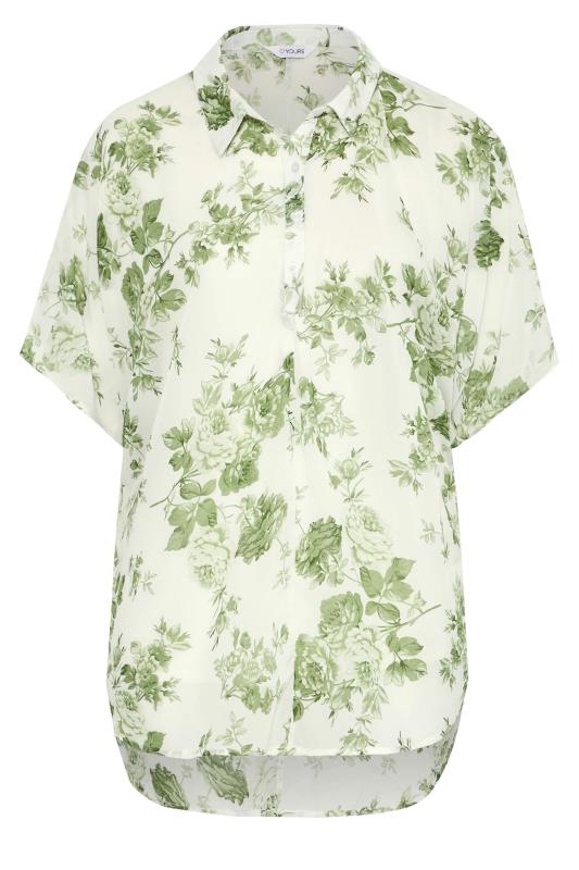 Plus Size Green Floral Print Batwing Blouse | Yours Clothing  6
