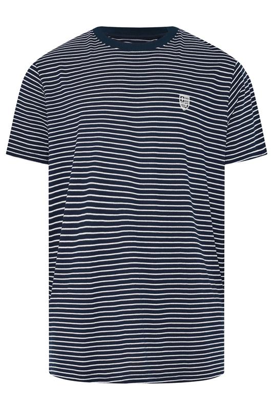 BadRhino Big & Tall Navy Blue Extra Long Stripe Pique T-Shirt | BadRhino 5