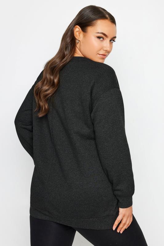 YOURS Plus Size Black 'New York' Embroidered Slogan Sweatshirt | Yours Clothing 3
