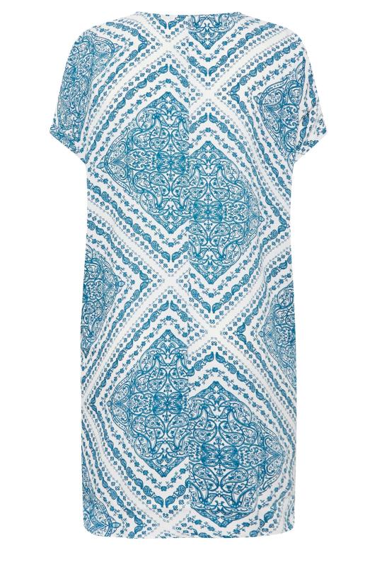 YOURS Plus Size Blue Tile Print Tunic Dress | Yours Clothing 7