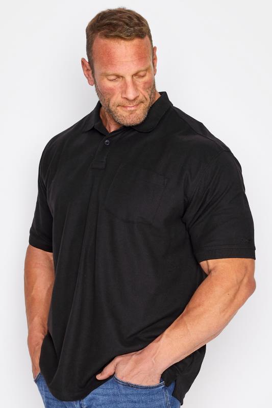 KAM Big & Tall Black Pocket Polo Shirt 1