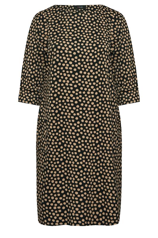 Curve Plus Size Womens Black & Beige Polka Dot Midi Dress | Yours Clothing 6