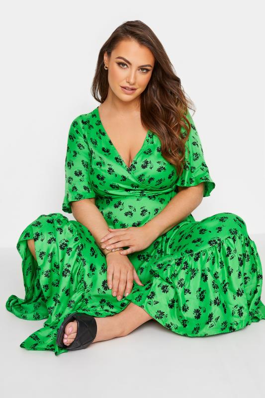 LIMITED COLLECTION Curve Bright Green Floral Ruffled Wrap Maxi Dress_D.jpg