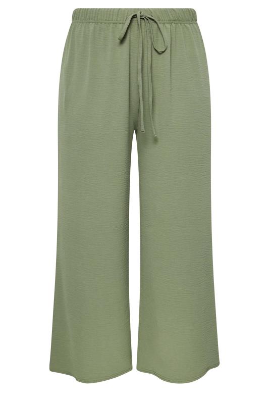 YOURS Plus Size Khaki Green Twill Wide Leg Trousers | Yours Clothing 5