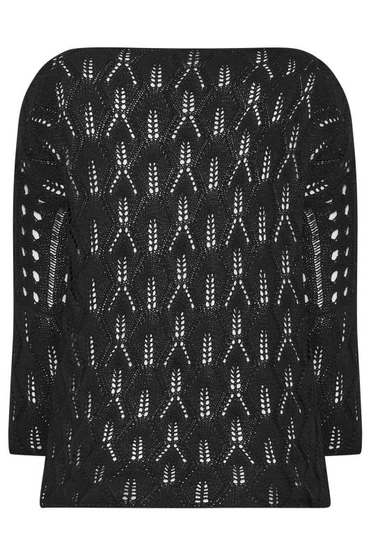 YOURS Plus Size Black Crochet Knit Jumper | Yours Clothing 8