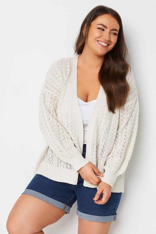  YOURS Curve White Pointelle Cardigan