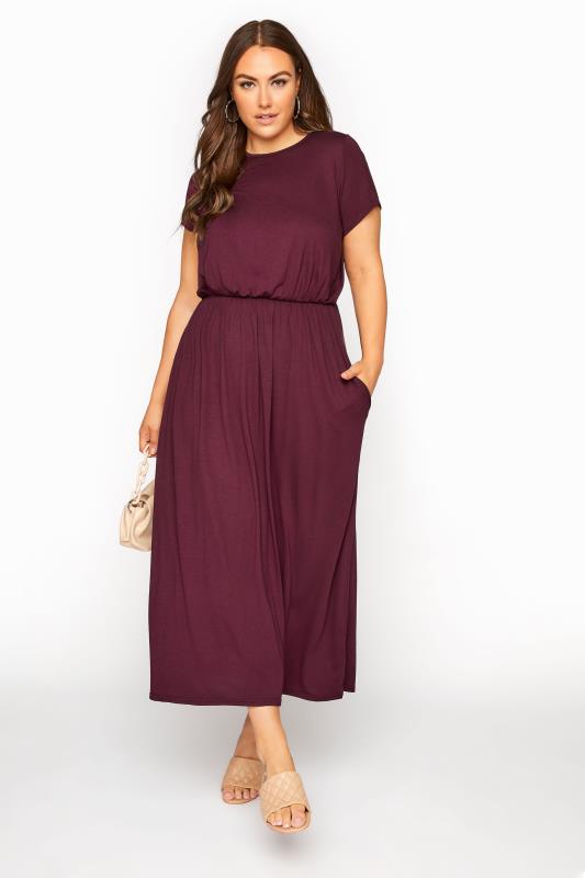 YOURS LONDON Curve Burgundy Red Pocket Maxi Dress 2