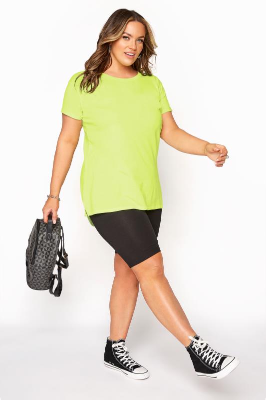 YOURS FOR GOOD Neon Green Topstitch Short Sleeve T-shirt_B.jpg