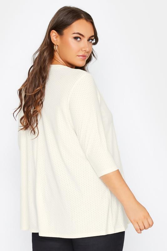 Plus Size White Textured V-Neck Top | Yours Clothing 3