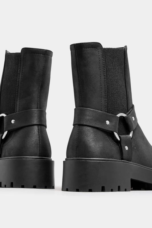 Black Chunky Biker Chelsea Boot In Wide E Fit & Extra Wide EEE Fit | Yours Clothing 6