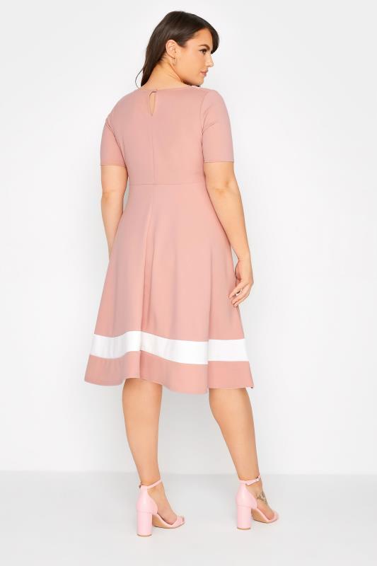 YOURS LONDON Plus Size Pink Notch Neck Skater Dress | Yours Clothing 3