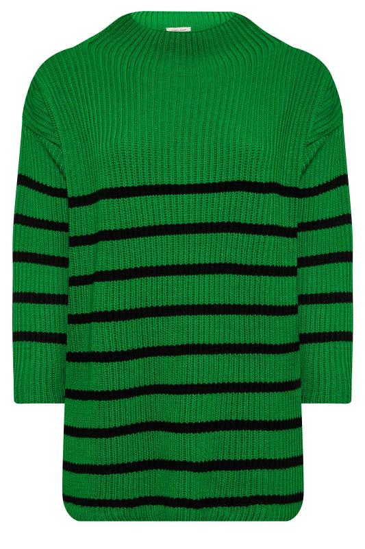 YOURS LUXURY Plus Size Green Stripe High Neck Jumper | Yours Clothing 7