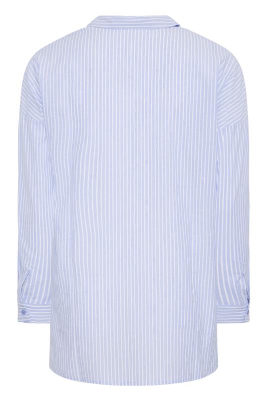 YOURS FOR GOOD Curve Blue Stripe Oversized Shirt_BK.jpg