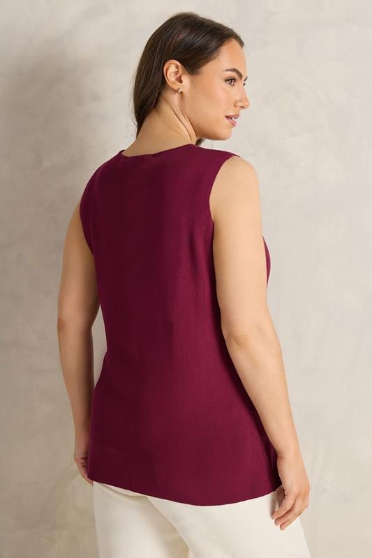EVANS Plus Size Berry Red Knitted Waistcoat 4