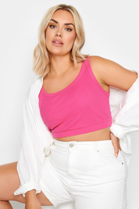 YOURS Plus Size Pink Crop Top | Yours Clothing 4