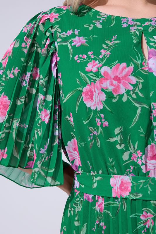 YOURS LONDON Plus Size Green Floral Pleated Maxi Dress | Yours Clothing 4