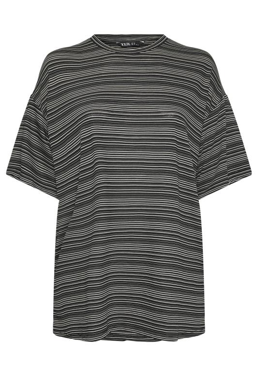 YOURS Plus Size Black Striped Oversized Boxy T-Shirt | Yours Clothing 5