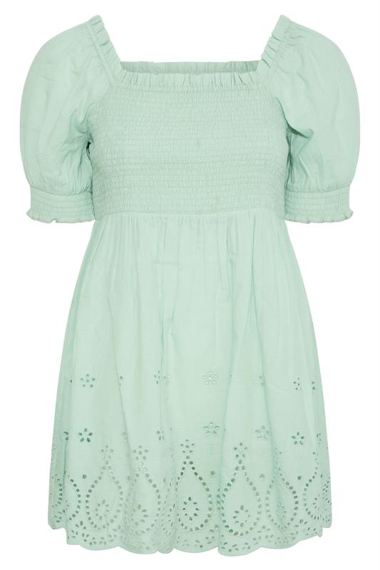 Curve Sage Green Shirred Broderie Anglaise Top_F.jpg