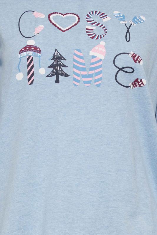 Petite Blue 'Cosy Time' Christmas Print Pyjama Set | PixieGirl 5