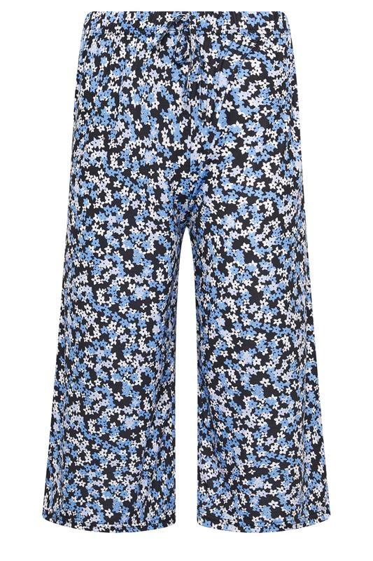 M&Co Petite Blue Floral Print Wide Leg Culottes | M&Co 5