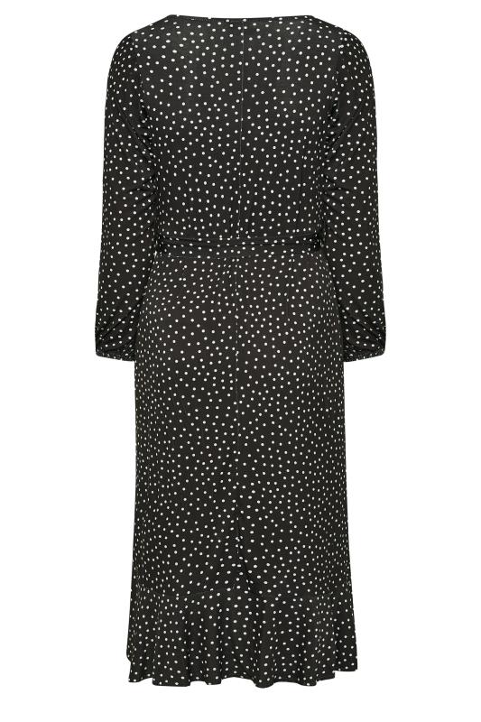 YOURS LONDON Plus Size Black Polkadot Ruffle Wrap Dress | Yours Clothing 8