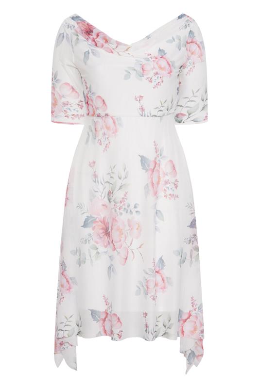 YOURS LONDON Plus Size White Floral Cowl Dress | Yours Clothing 6