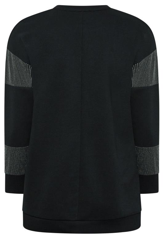 YOURS LUXURY Black & Silver Block Stripe Long Sleeve Sweatshirt | Yours Clothing 7