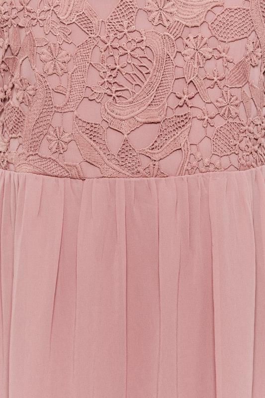 YOURS LONDON Plus Size Pink Lace Detail Chiffon Maxi Dress | Yours Clothing 5