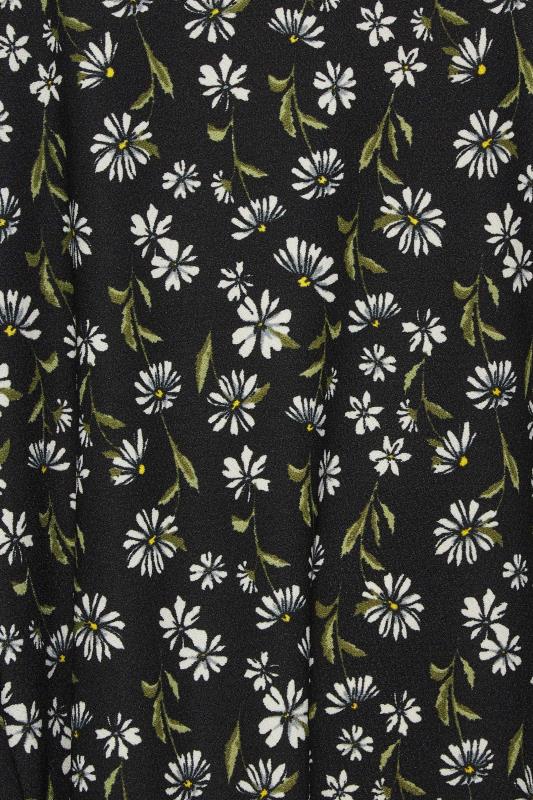 YOURS Plus Size Black Daisy Print Drape Pocket Mini Dress | Yours Clothing 5