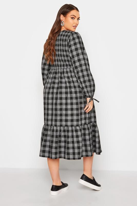 LIMITED COLLECTION Curve Black & Grey Check Shirred Dress 3
