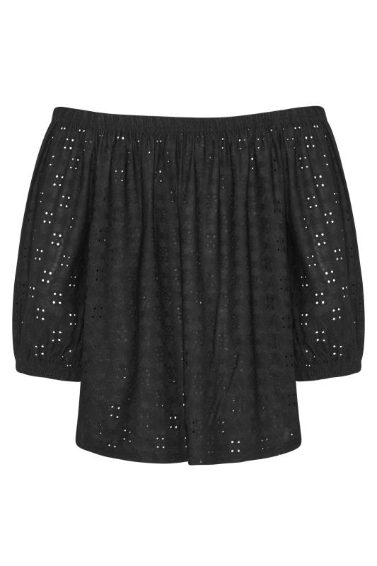 LTS Tall Black Broderie Anglaise Bardot Top 6
