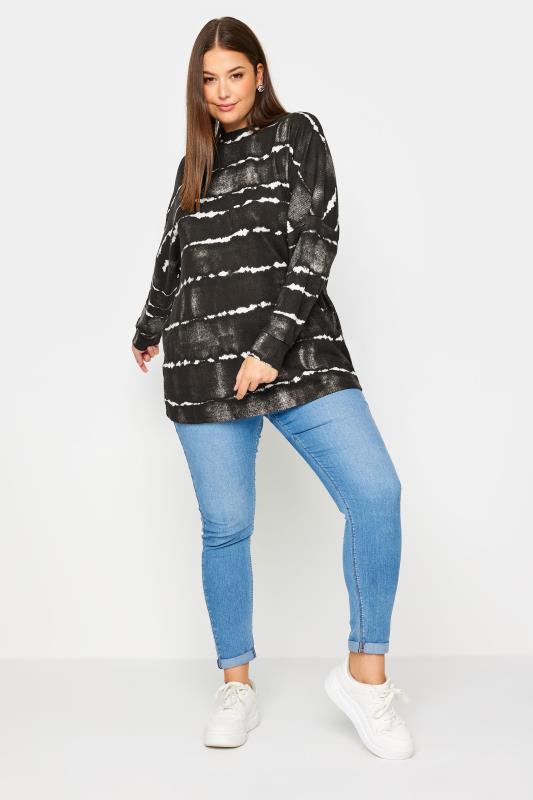 YOURS Plus Size Black Tie Dye Soft touch Jumper | Yours Clothing 2