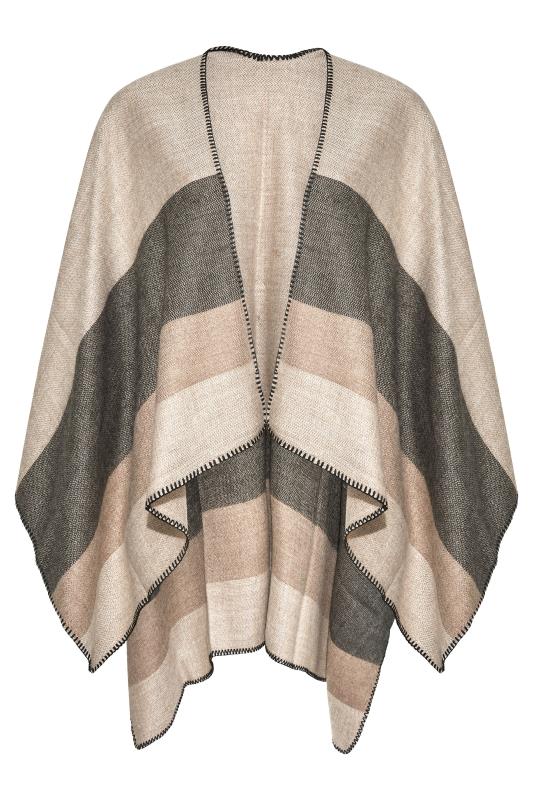 Curve Brown Stripe Knitted Wrap Shawl 5