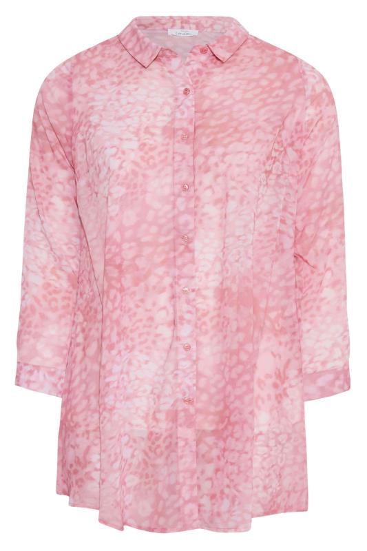 YOURS LONDON Plus Size Pink Leopard Print Chiffon Shirt | Yours Clothing  6