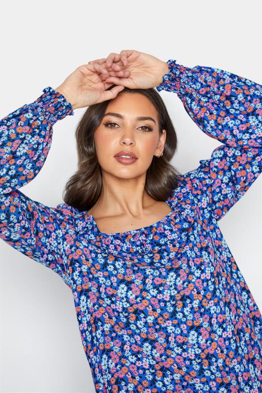 LTS Tall Blue Ditsy Floral Square Neck Top 4