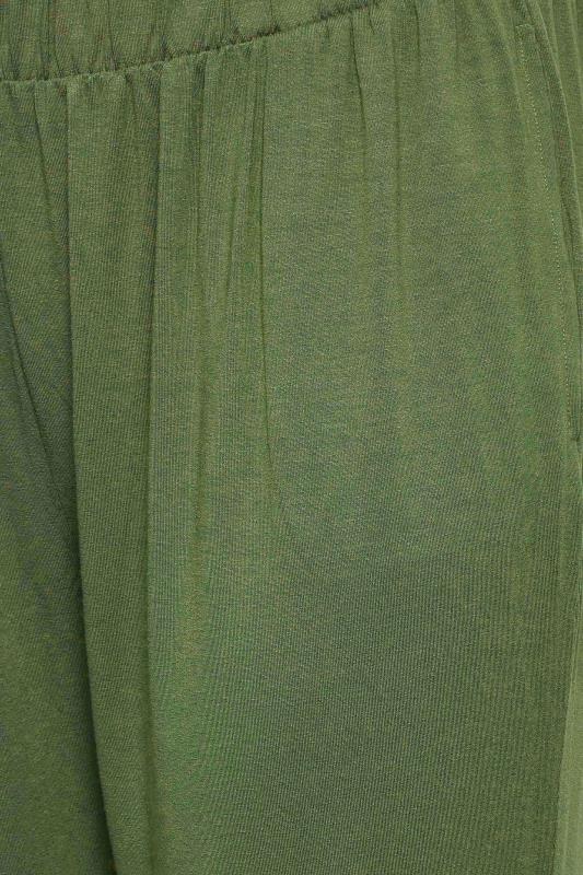 Plus Size Khaki Green Cropped Jersey Harem Joggers | Yours Clothing 4