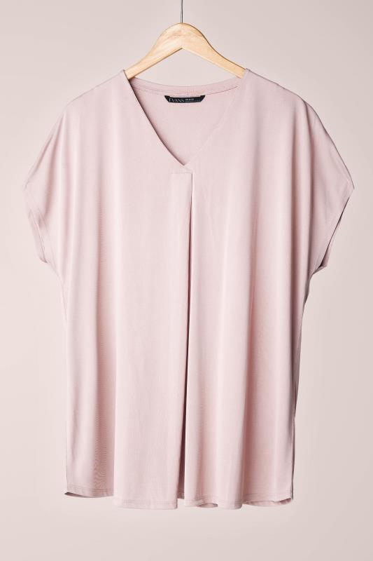 EVANS Plus Size Blush Pink Pleat Front Modal Rich Top | Evans 6